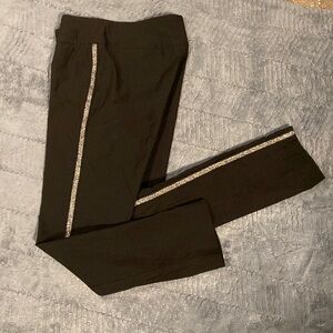 *Never worn* Black pants with shiny silver side stripes made in 🇨🇦